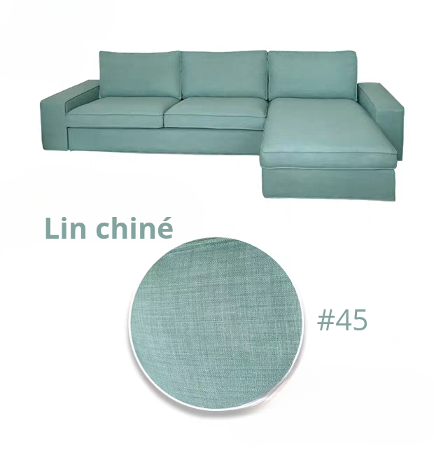 Housse canapé d'angle méridienne IKEA KIVIK lin chiné bleue ciel
