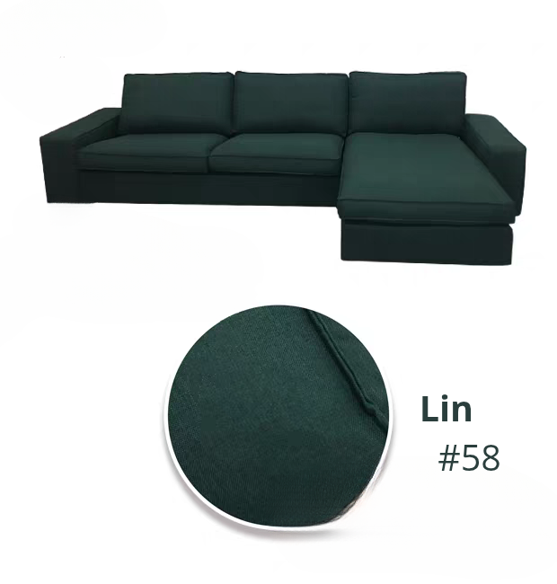 Housse canapé d'angle méridienne IKEA KIVIK lin vert
