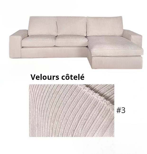 Housse canapé d'angle méridienne IKEA KIVIK velours côtelé blanc
