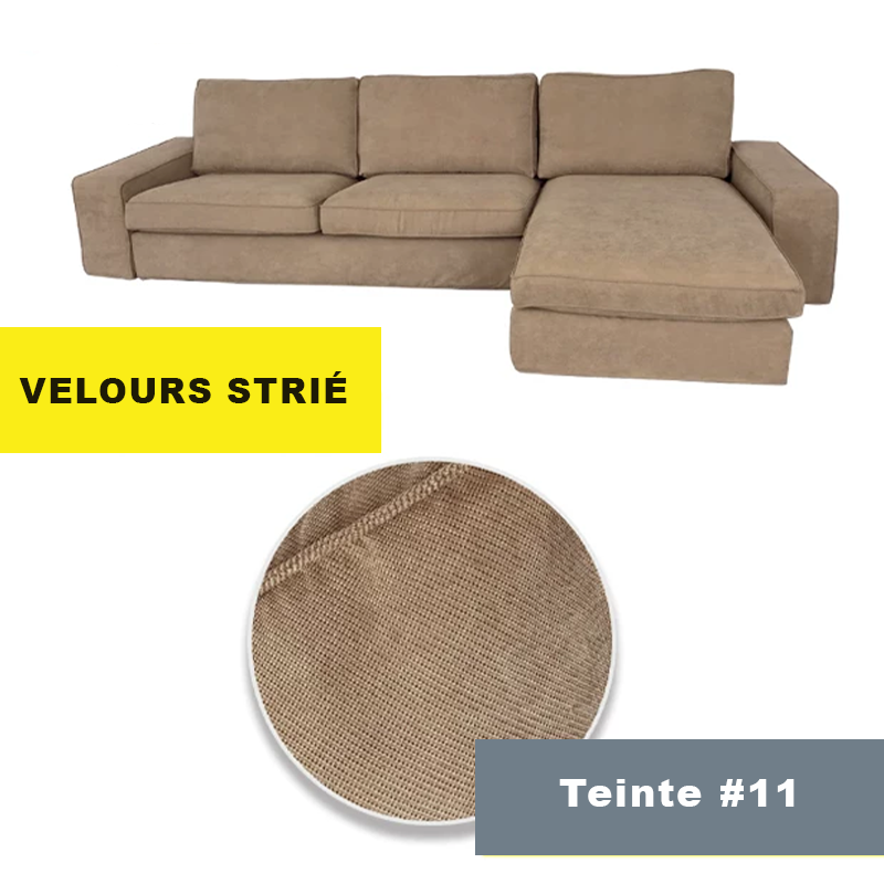 Housse canapé d'angle méridienne IKEA KIVIK velours strié café