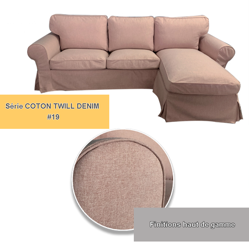 Housse pour canapé d'angle IKEA EKTORP méridienne beige rose taupe