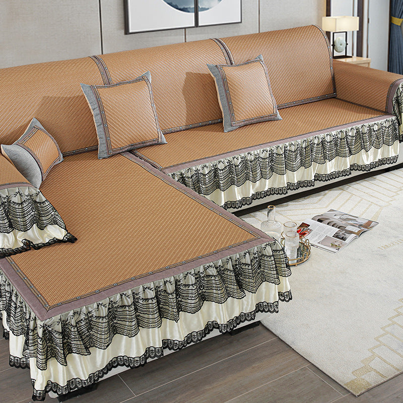 Breathable, non-slip natural rattan sofa cover