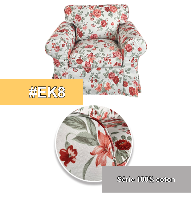 Housse fauteuil IKEA EKTORP haut de gamme 100% motif fleur