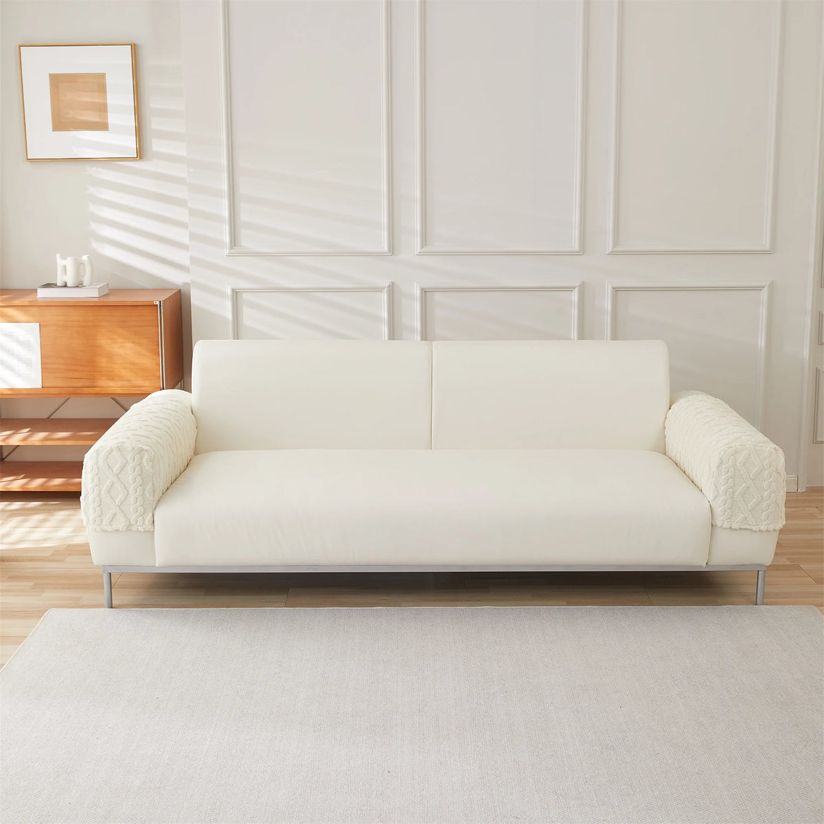 housses protection accoudoirs de fauteuil épaisse anti griffes ivoire