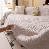Plaid Jeté de canapé grande taille XXL anti griffures texture feuille d'hibiscus