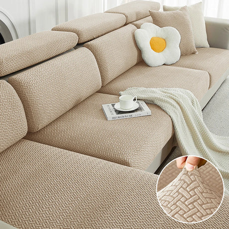 Housse de coussin extensible pour canapé velours damassé