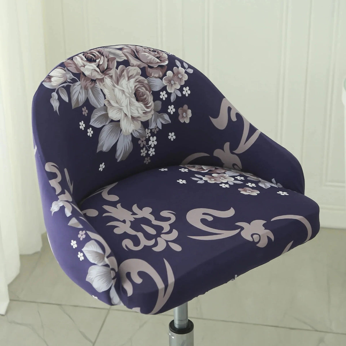 Housse de chaise de bar pivotante petit dossier incurvé 