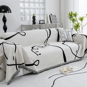 Large reversible modern pure-cotton reinforced sofa throw blanket