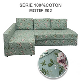 Housse canapé d'angle convertible IKEA FRIHETEN 100%coton motif 02