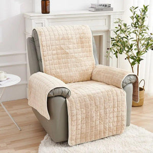 Quilted covers for electric reclining armchairs and sofas—1-, 2-, and 3-seater options—in velvet or flannel