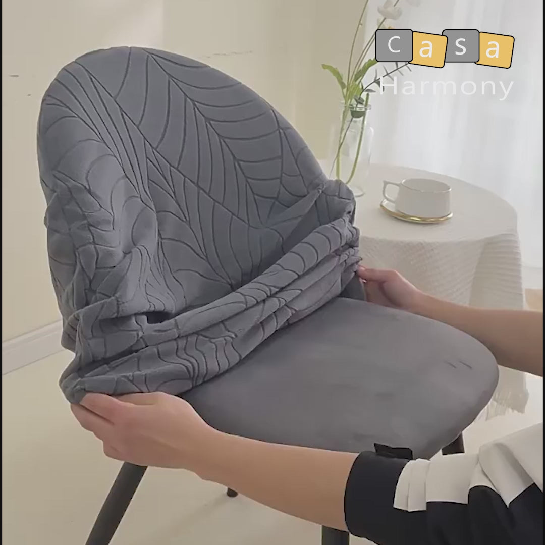 Mauricette chair cover with hibiscus-leaf texture