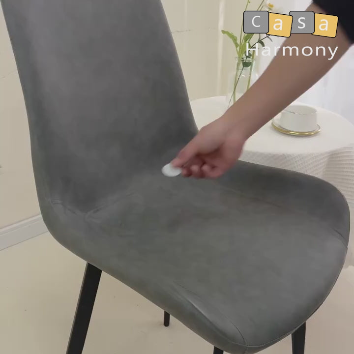 Scandinavian chair cover for curved, rounded seat and backrest – Damask velvet